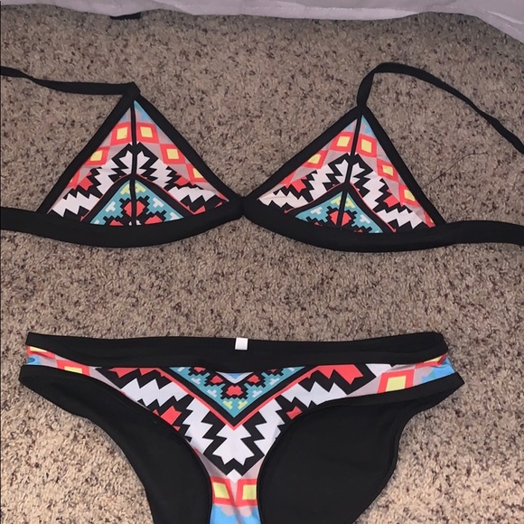 Zaful Other - Colorful Tribal Print Bikini Set